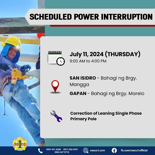 Power Interruptions July 11, 2024 Thursday Nueva Ecija 1 Electric